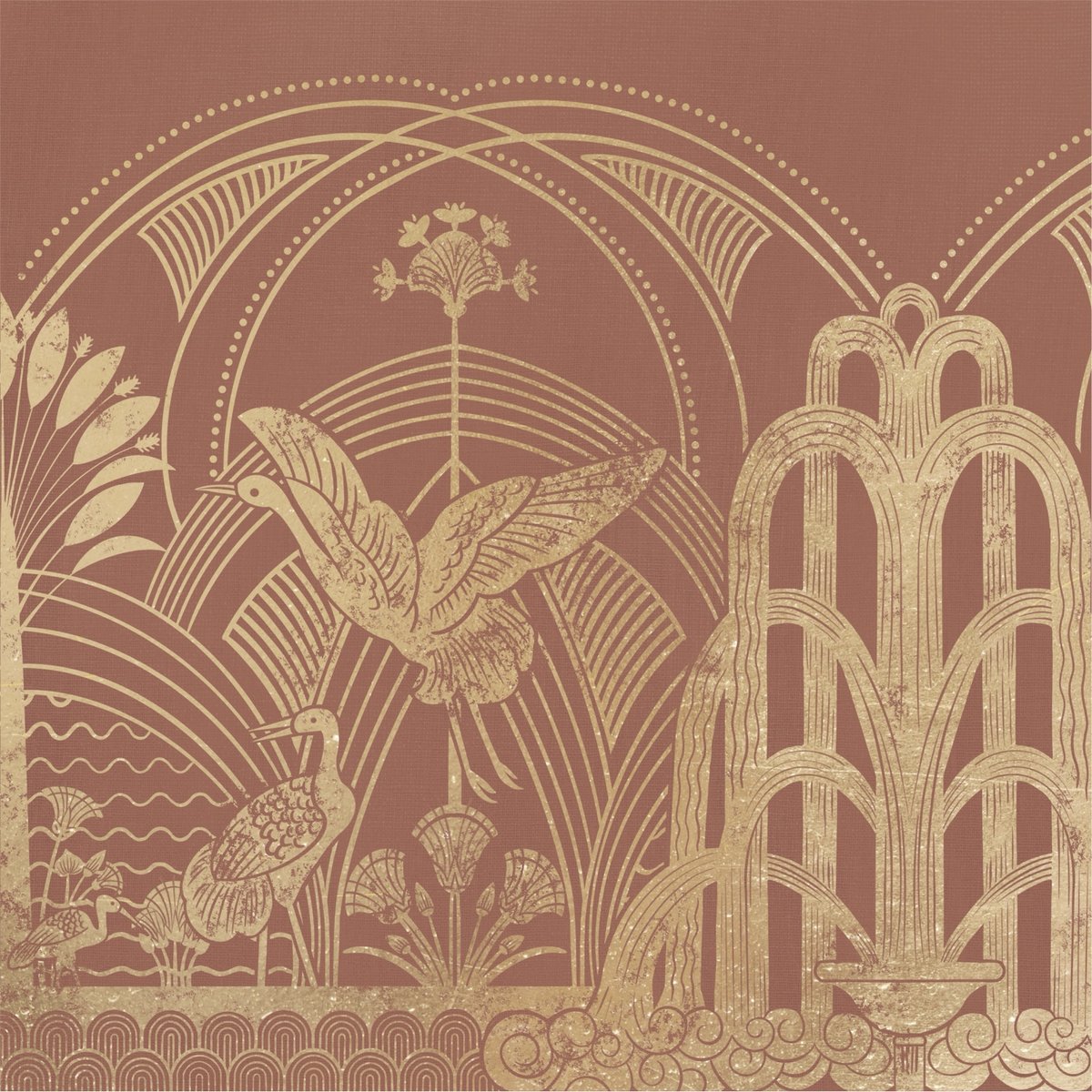 Honpo | Garden of the Crane, Gold | HO-0053 Honpo | Garden of the Crane, Gold | HO-0053