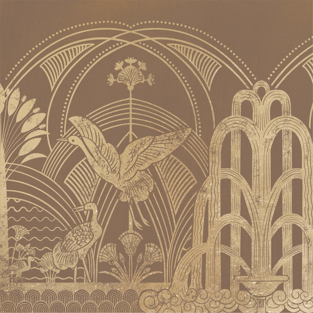 Honpo | Garden of the Crane, Gold | HO-0053 Honpo | Garden of the Crane, Gold | HO-0053