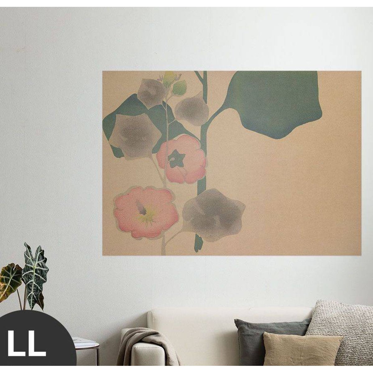 Hattan Art Poster Korin Art Poster Hollyhock / HP-00141 Hattan Art Poster Korin Art Poster Hollyhock / HP-00141