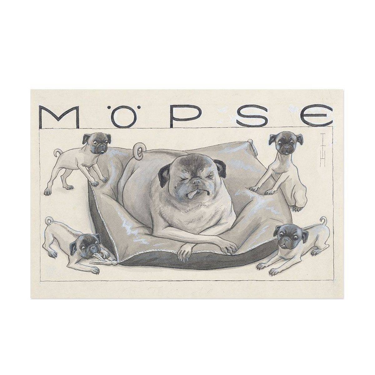 Hattan Art Poster Hattan Art Poster Möpse / HP-00100 Hattan Art Poster Hattan Art Poster Möpse / HP-00100