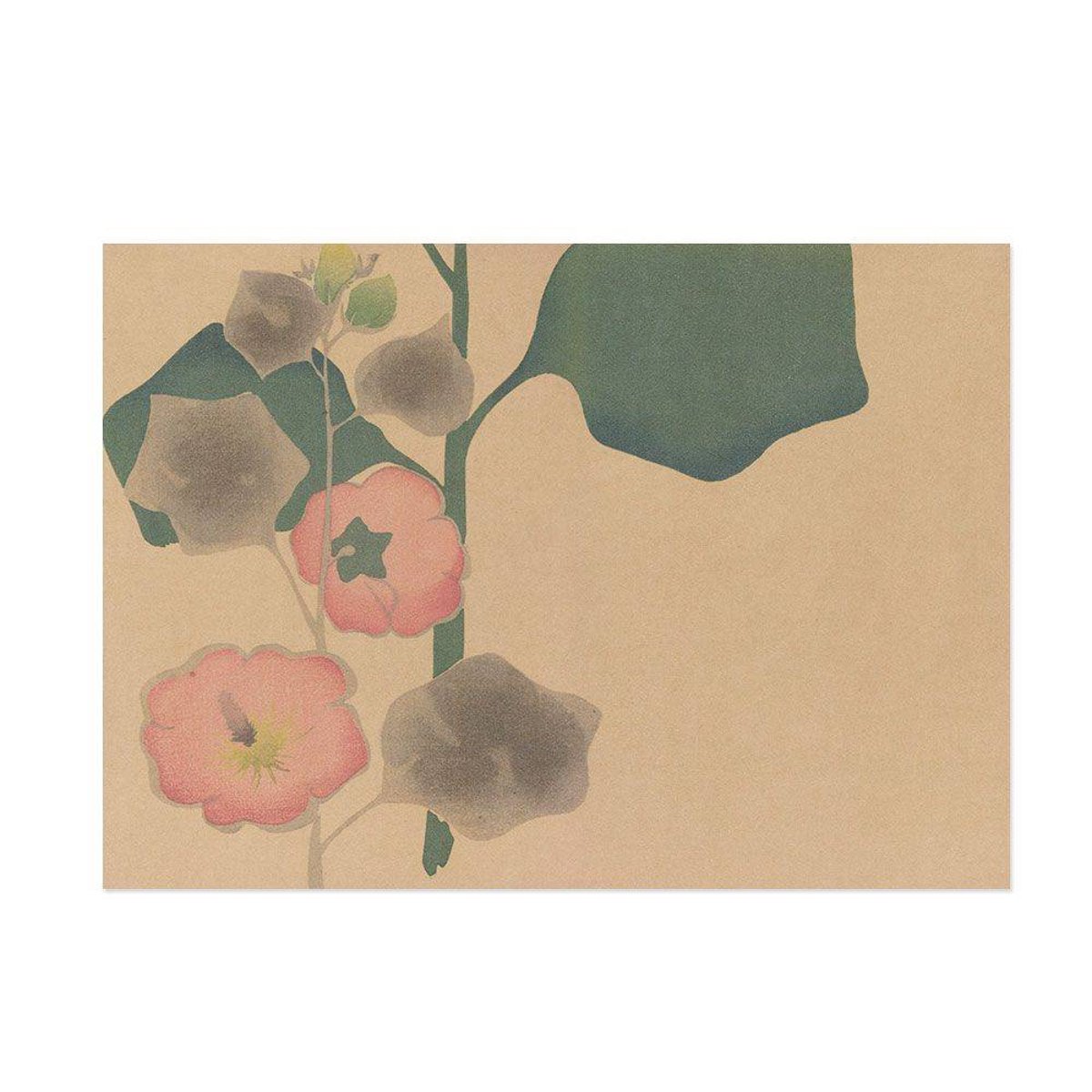 Hattan Art Poster Korin Art Poster Hollyhock / HP-00141 Hattan Art Poster Korin Art Poster Hollyhock / HP-00141