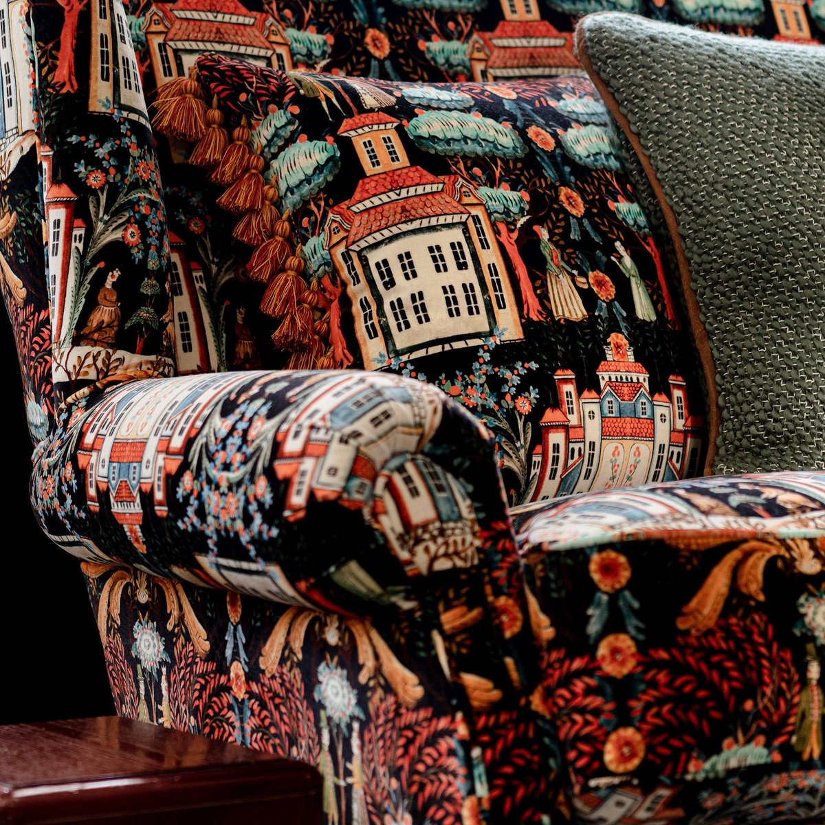 MINDTHEGAP | TYROL APRES-SKI HOME COLLECTION | Fabric | TALES OF TYROL Peat Black Velvet MINDTHEGAP | TYROL APRES-SKI HOME COLLECTION | Fabric | TALES OF TYROL Peat Black Velvet