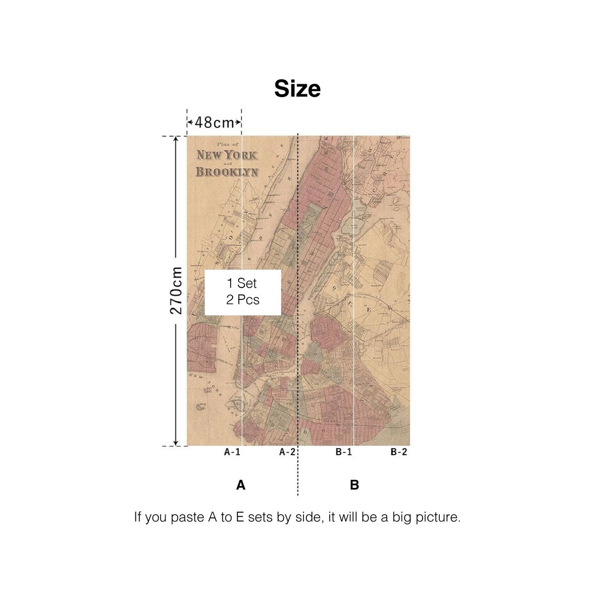 FLAX WALLPAPER | Old Map | New York FLAX WALLPAPER | Old Map | New York